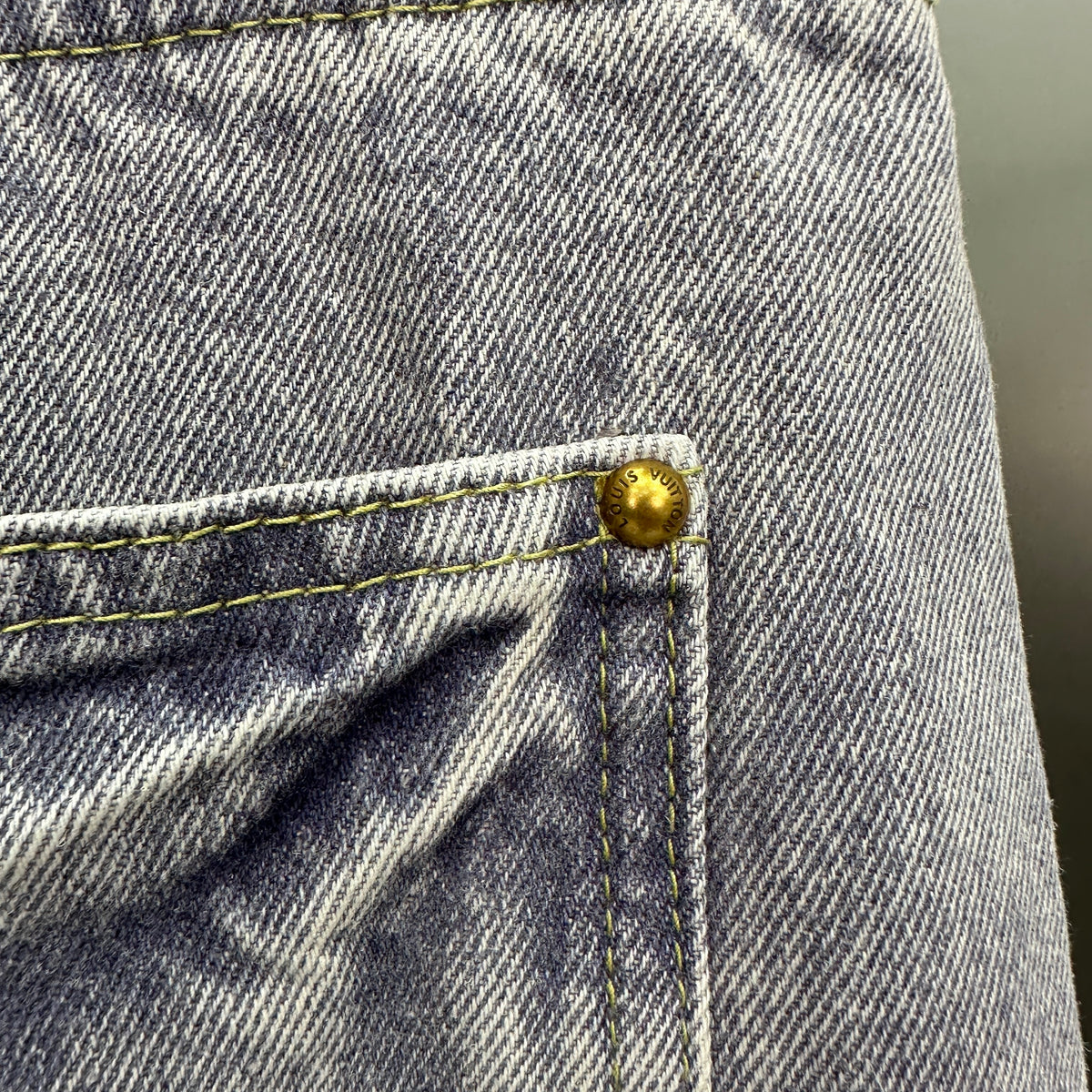 Louis Vuitton Faded Violet Denim Trousers with Leather Pocket Patch