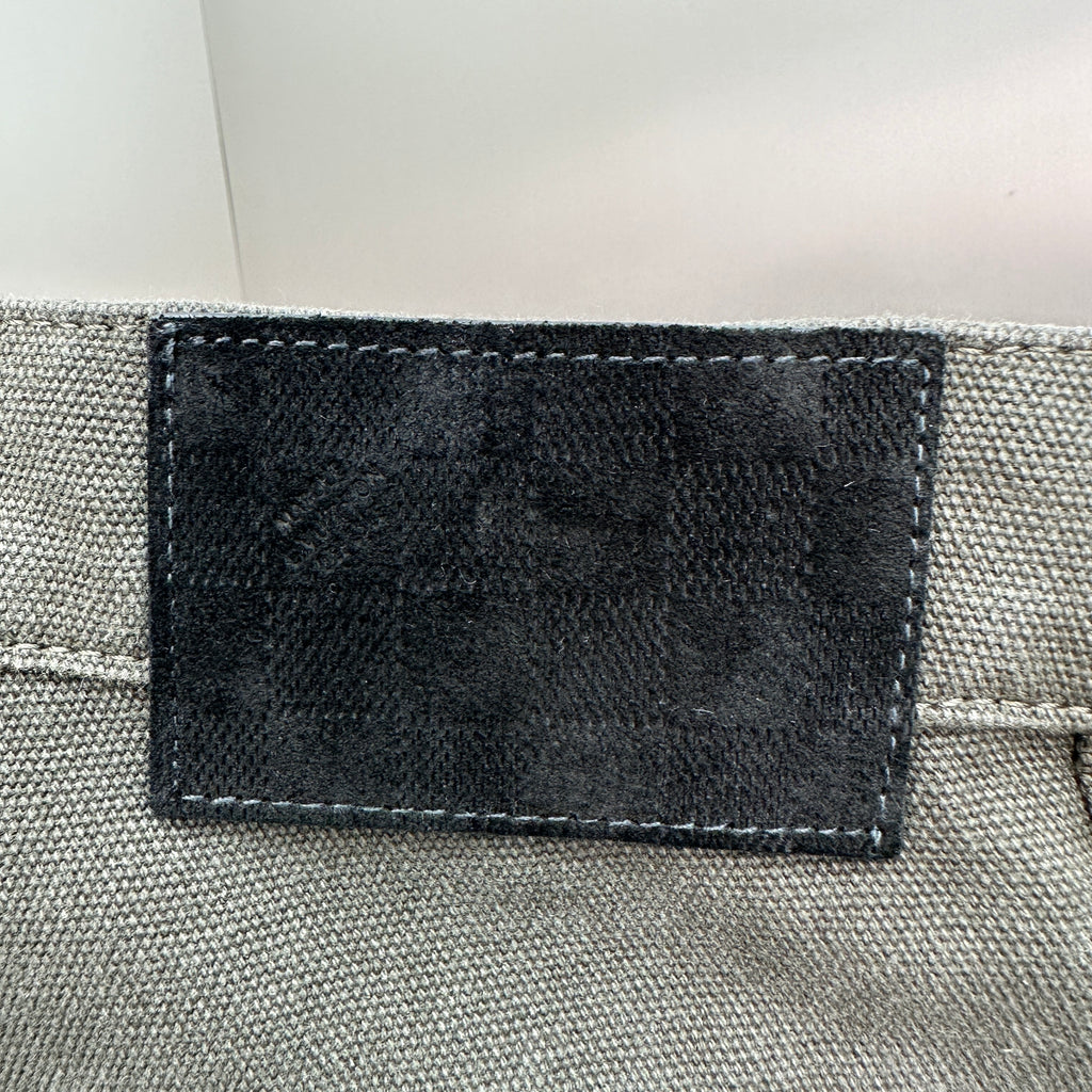 Louis Vuitton Double-Knee Faded Black Denim Trousers with Monogram Cuffs