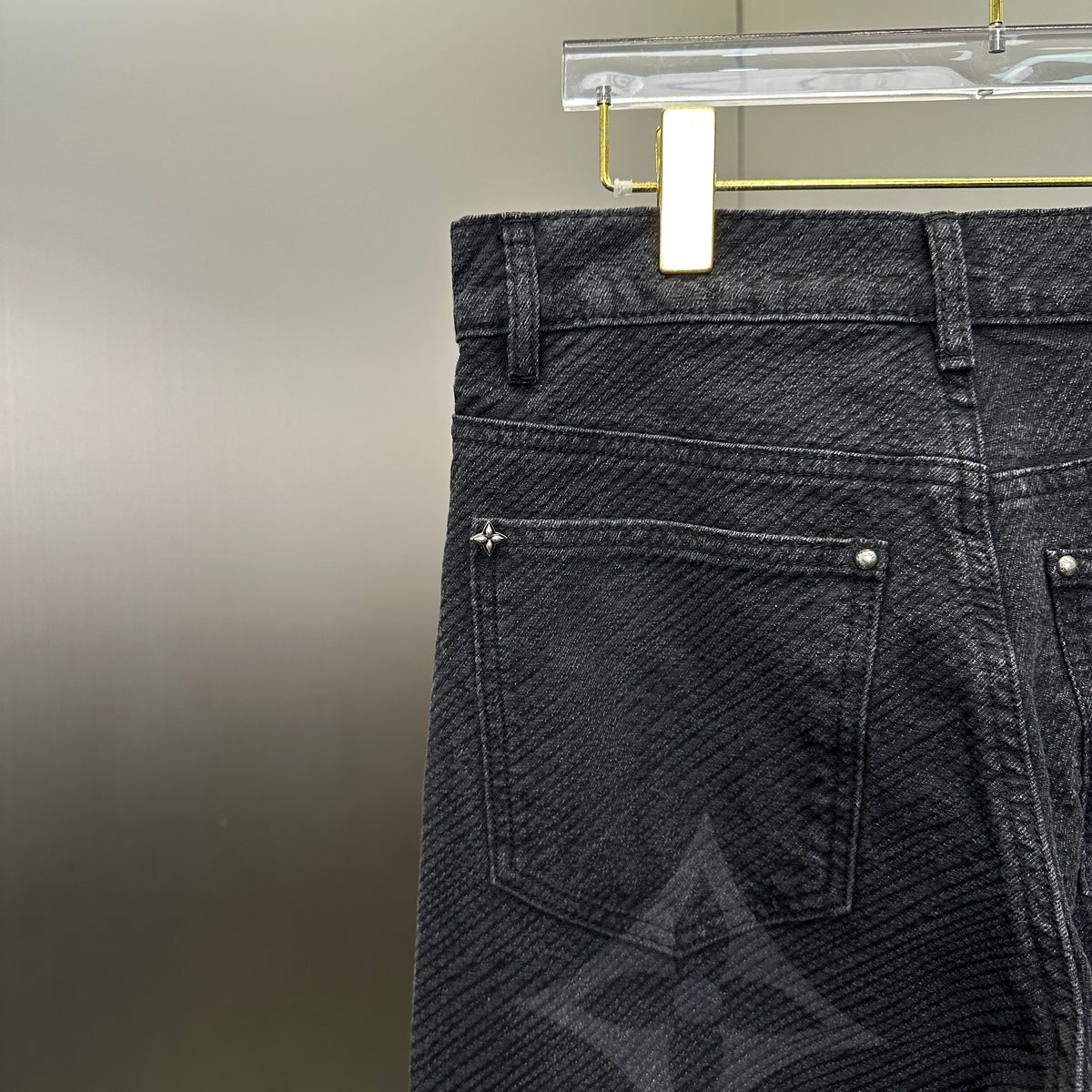 Louis Vuitton Tonal Oversized Monogram Jacquard Denim Trousers – Charcoal