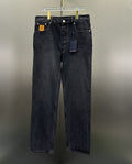 Louis Vuitton Faded Black Straight Denim Trousers with Heritage Leather Accent