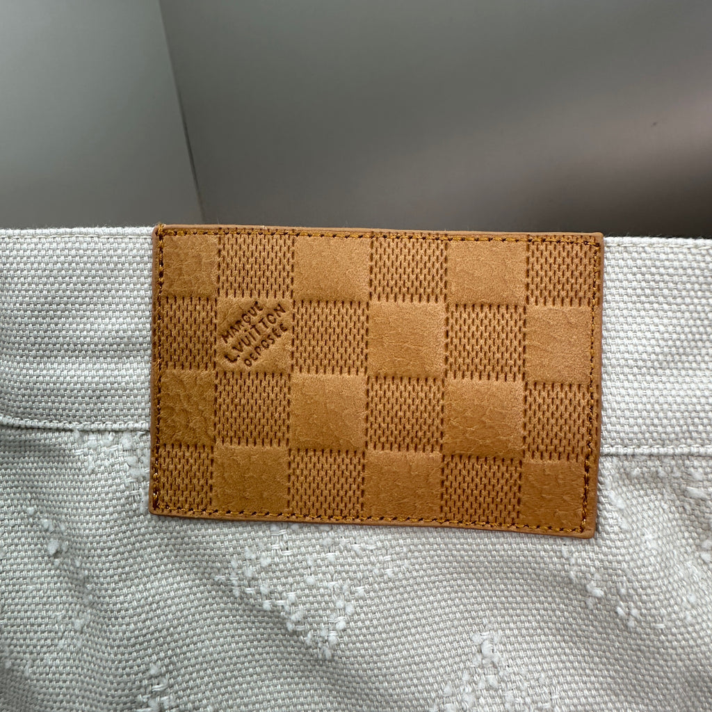 Louis Vuitton All-Over Monogram Embossed Off-White Denim Pants