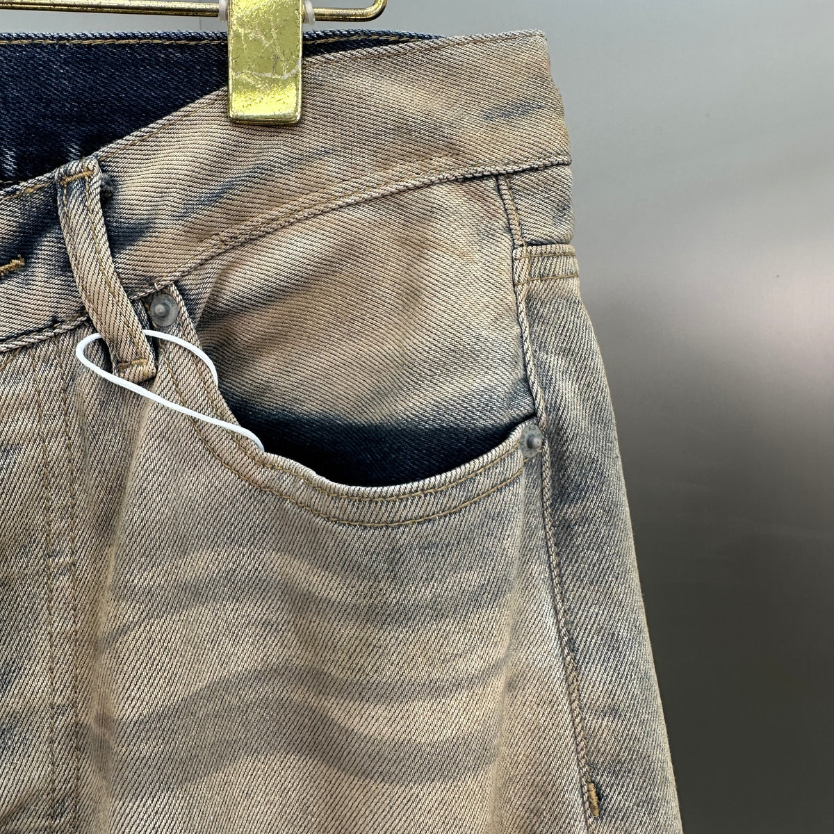 Acne Studios Distressed Beige Tinted Wide-Leg Denim Pants