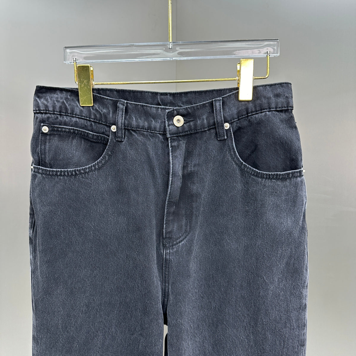 Loewe Anagram Patchwork Straight Denim Pants – Charcoal Black