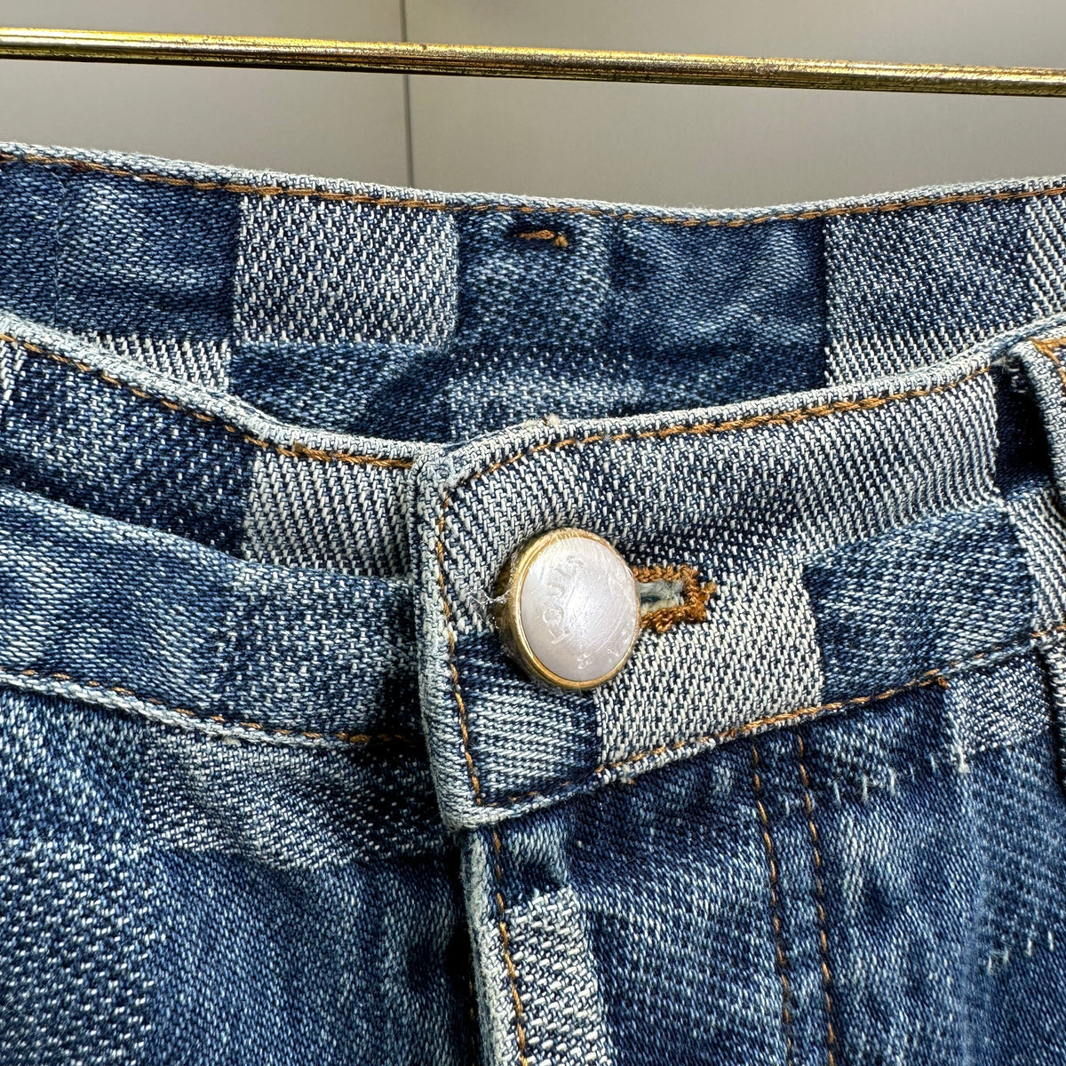 Louis Vuitton Sun-Faded Indigo Denim Trousers with Heritage Leather Patch