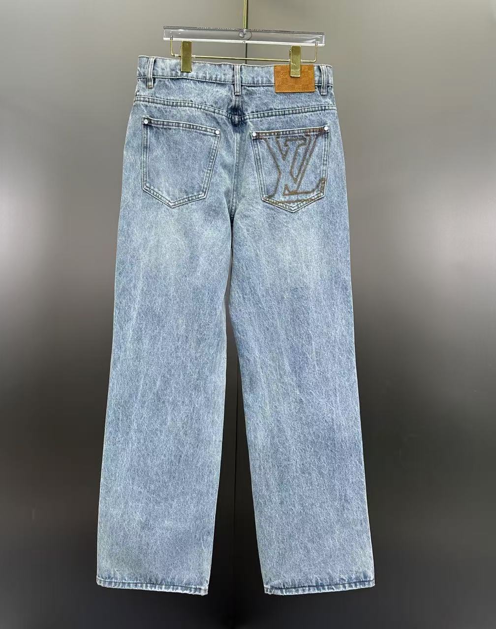 Louis Vuitton Light Indigo Denim Trousers with Heritage Leather LV Patch