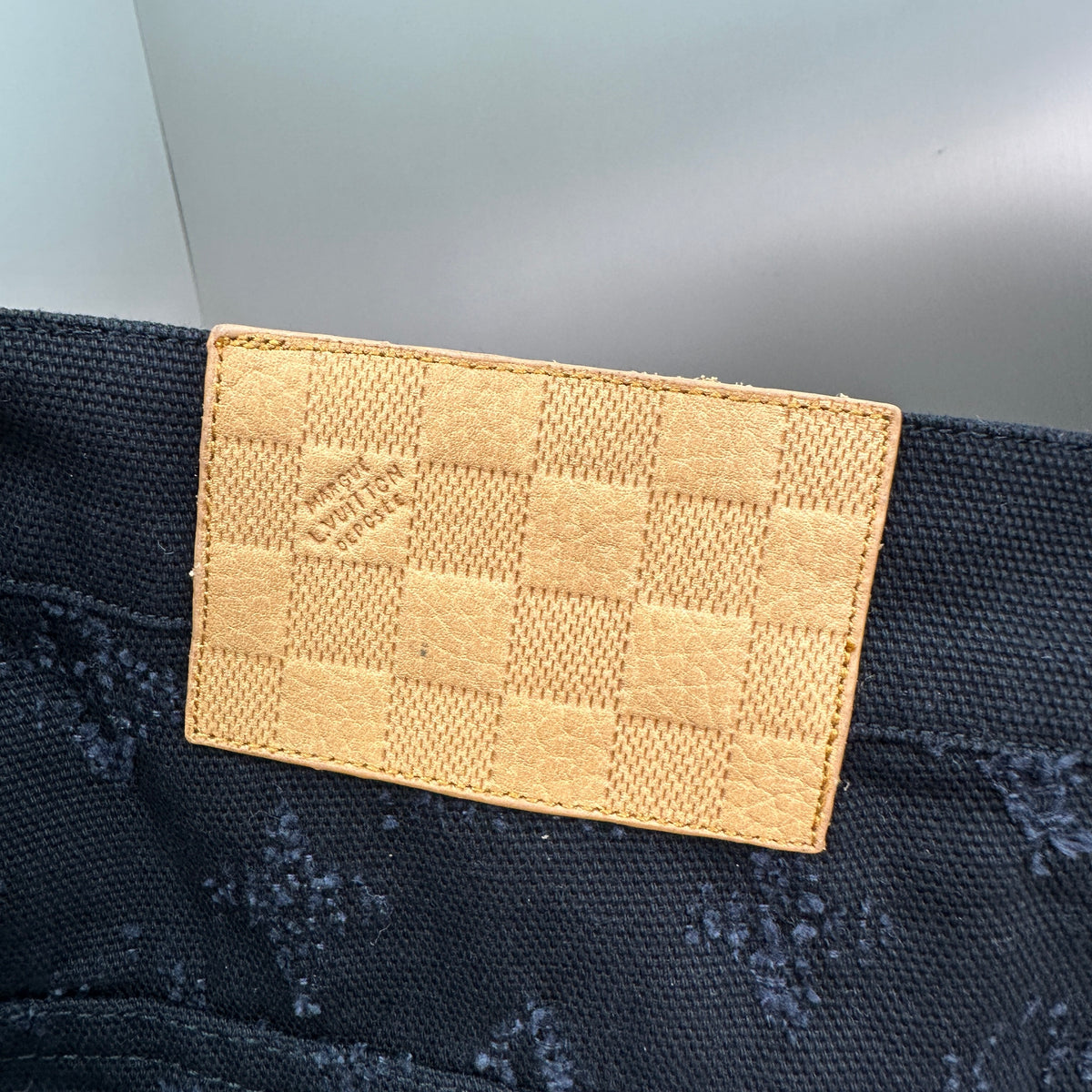 Louis Vuitton All-Over Monogram Embossed Black Denim Pants