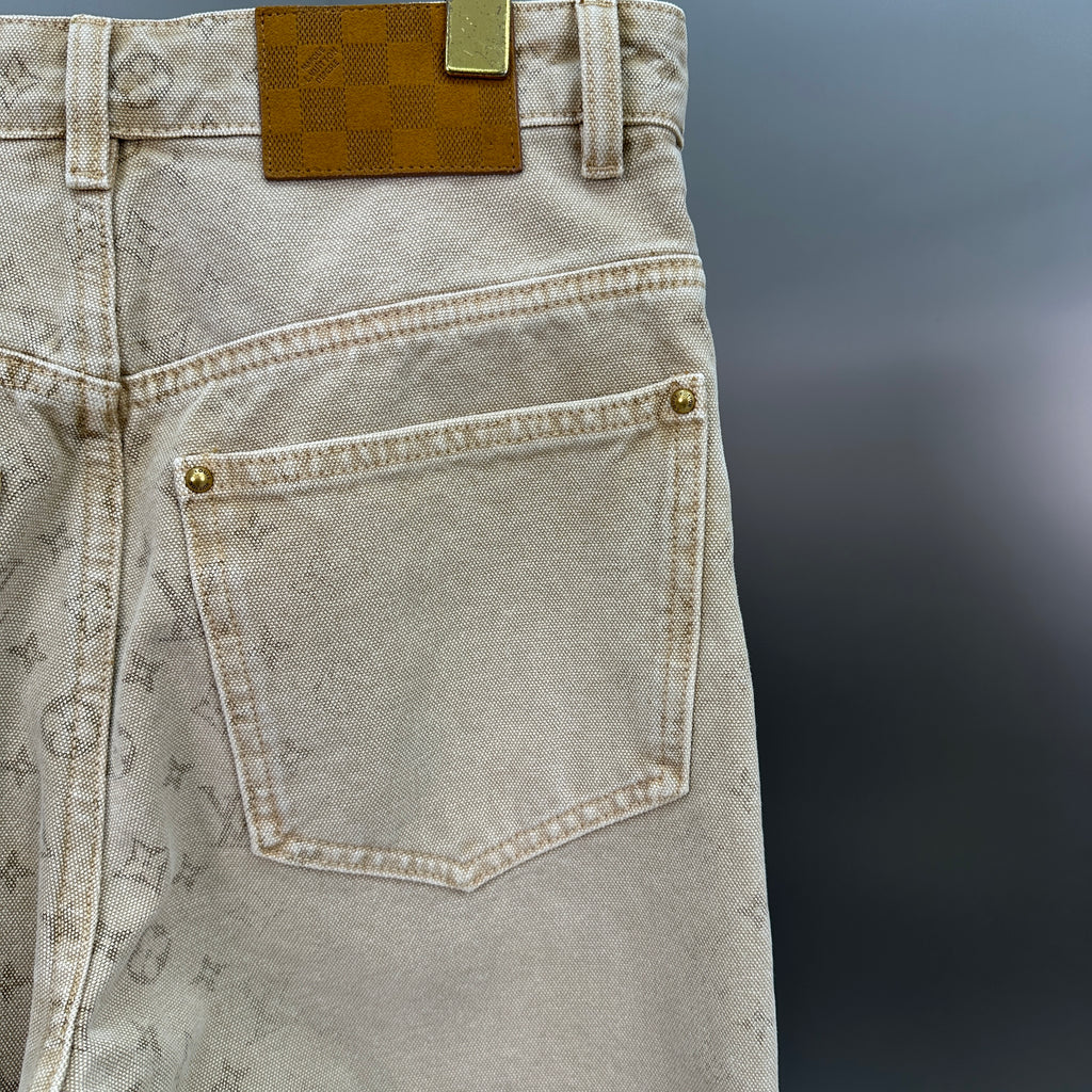 Louis Vuitton Vintage Tint Monogram Printed Straight Denim Pants