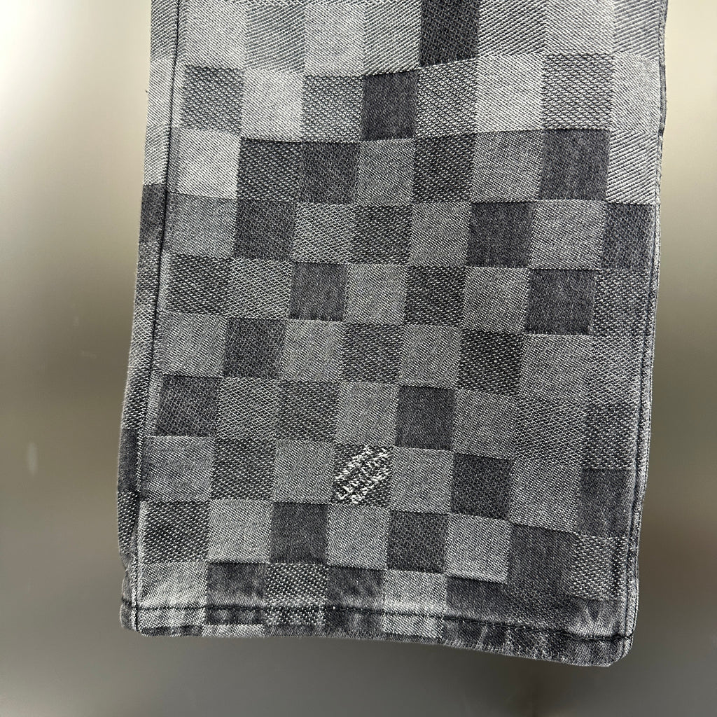 Louis Vuitton Pixelated Damier Charcoal Denim Trousers with Heritage Inscription