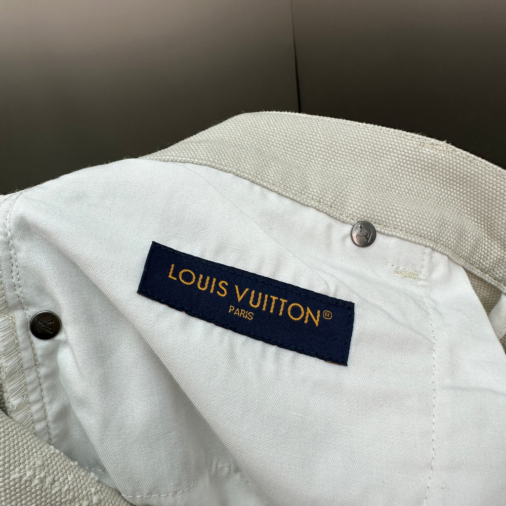Louis Vuitton All-Over Monogram Embossed Off-White Denim Pants