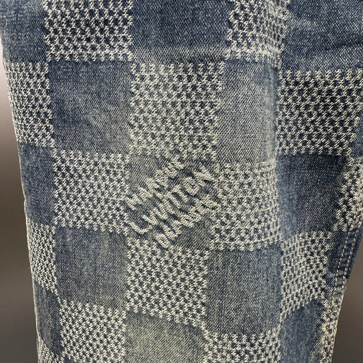 Louis Vuitton Vintage Tinted Damier Denim Trousers with Heritage Inscription