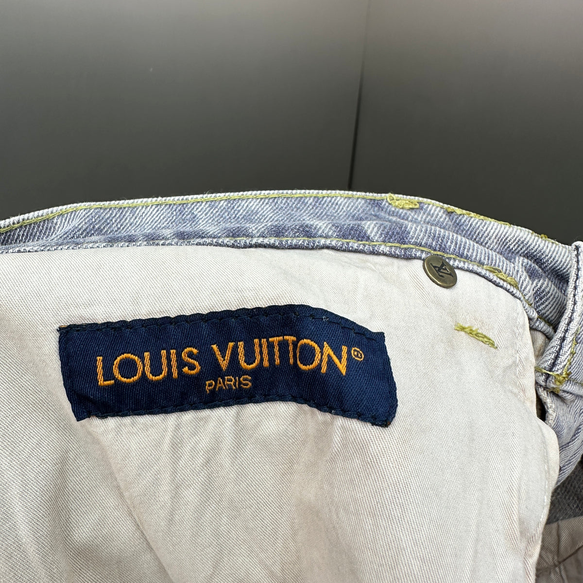 Louis Vuitton Faded Violet Denim Trousers with Leather Pocket Patch