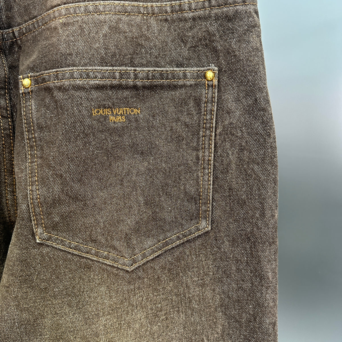 Louis Vuitton Earth Brown Whiskered Straight Denim Trousers