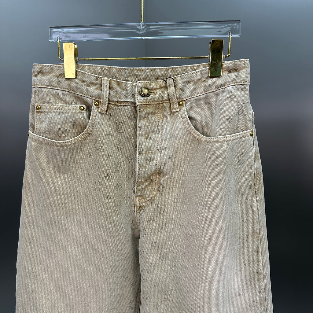 Louis Vuitton Vintage Tint Monogram Printed Straight Denim Pants