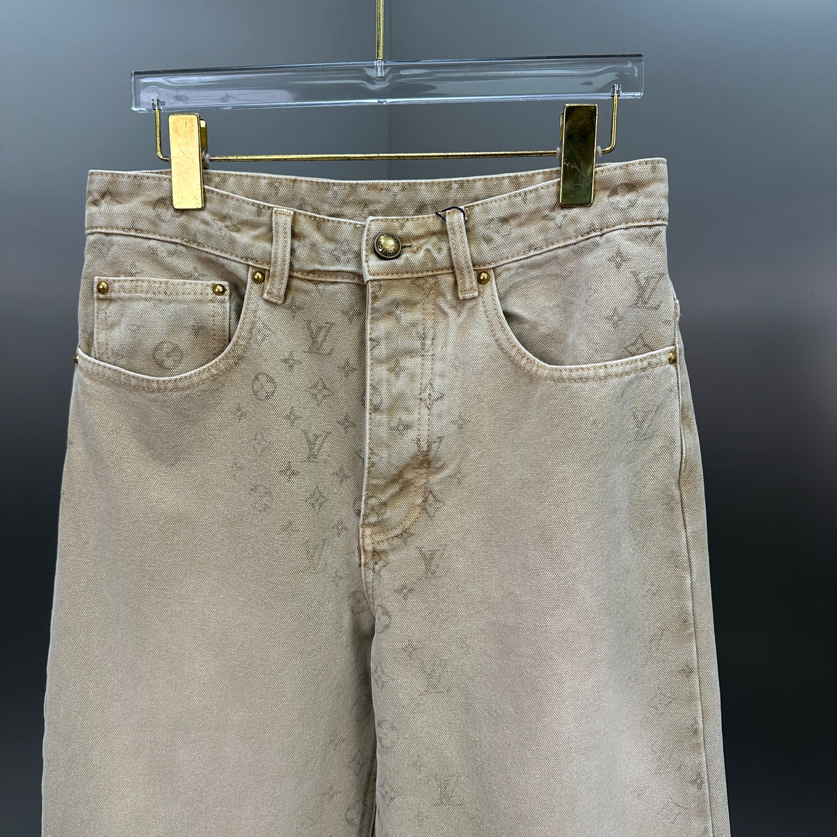 Louis Vuitton Vintage Tint Monogram Printed Straight Denim Pants