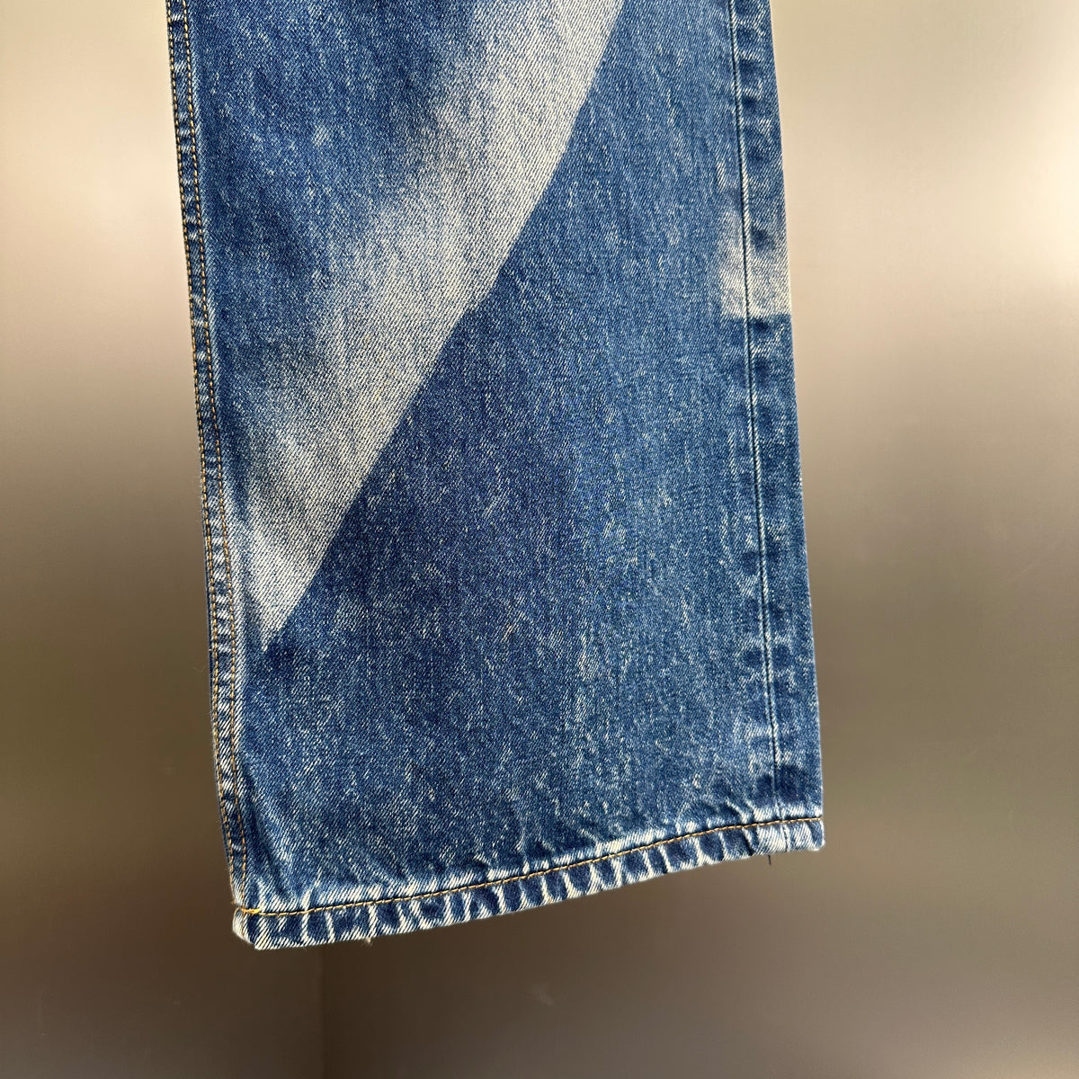 Louis Vuitton Sun-Faded Indigo Denim Trousers with Heritage Leather Patch