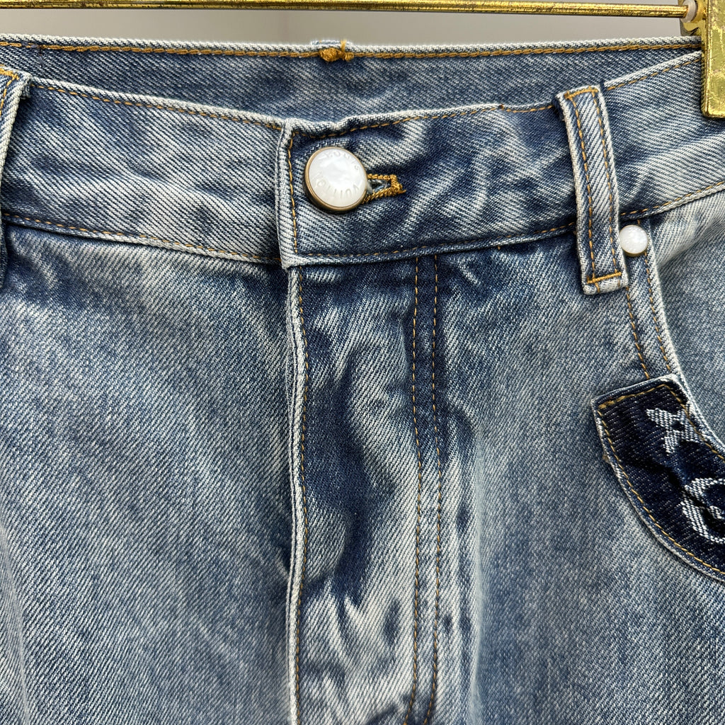 Louis Vuitton Multi-Wash Monogram Denim Trousers with Raw Hem