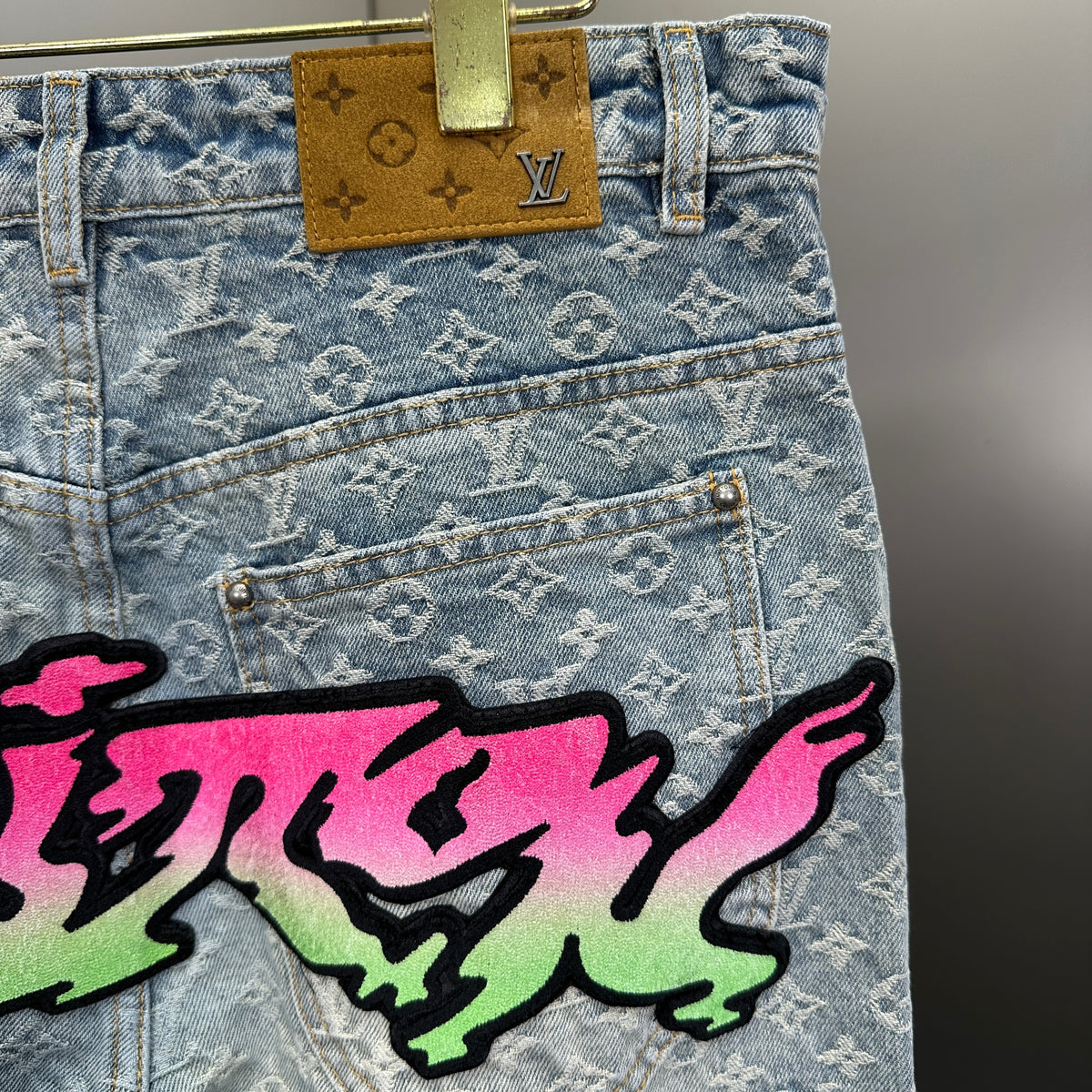 Louis Vuitton Neon Graffiti Logo Monogram Denim Trousers – Bleached Indigo