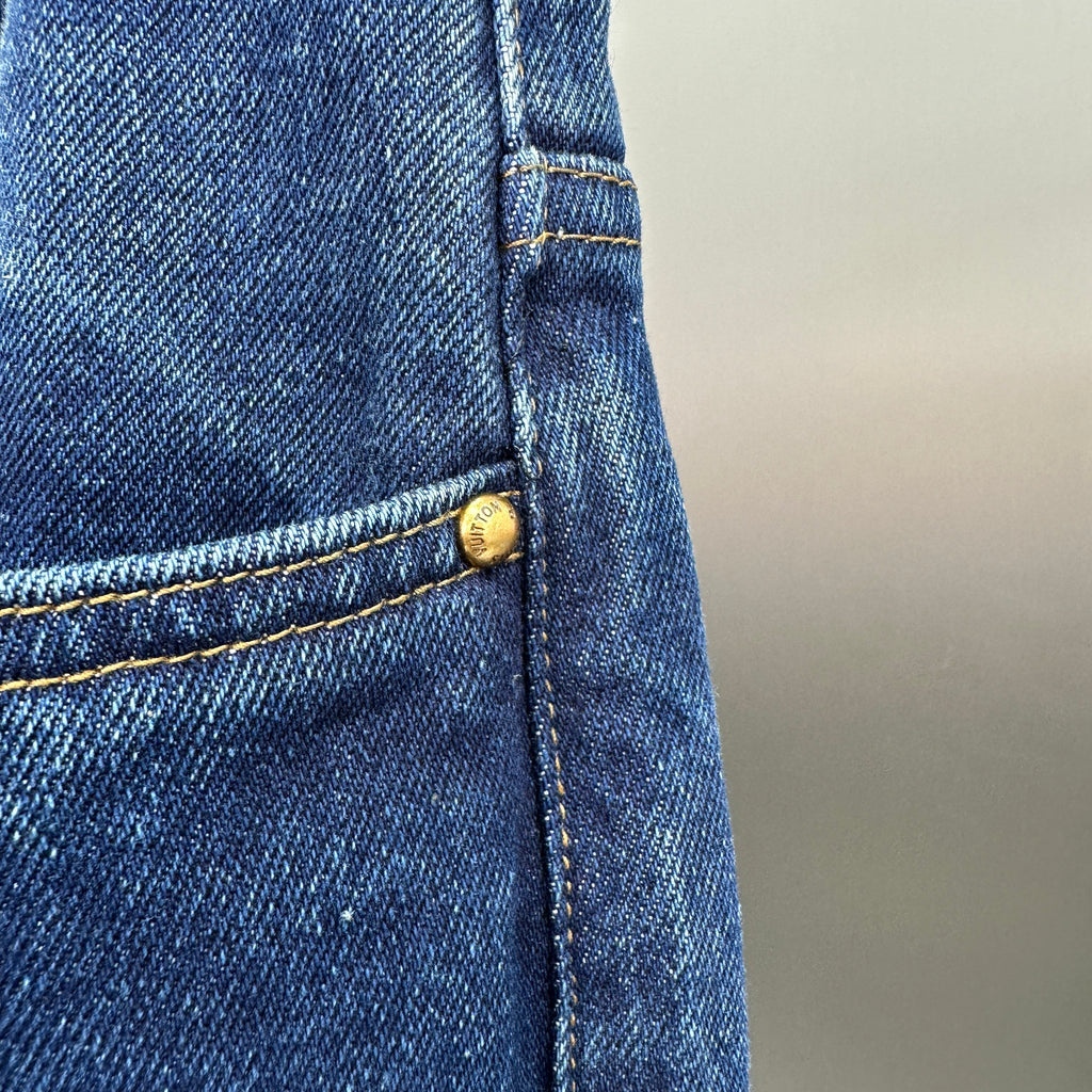 Louis Vuitton Rolled Hem Monogram Canvas Detail Denim Trousers