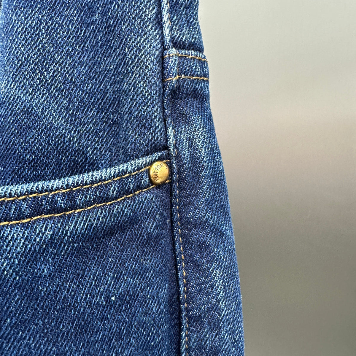 Louis Vuitton Rolled Hem Monogram Canvas Detail Denim Trousers