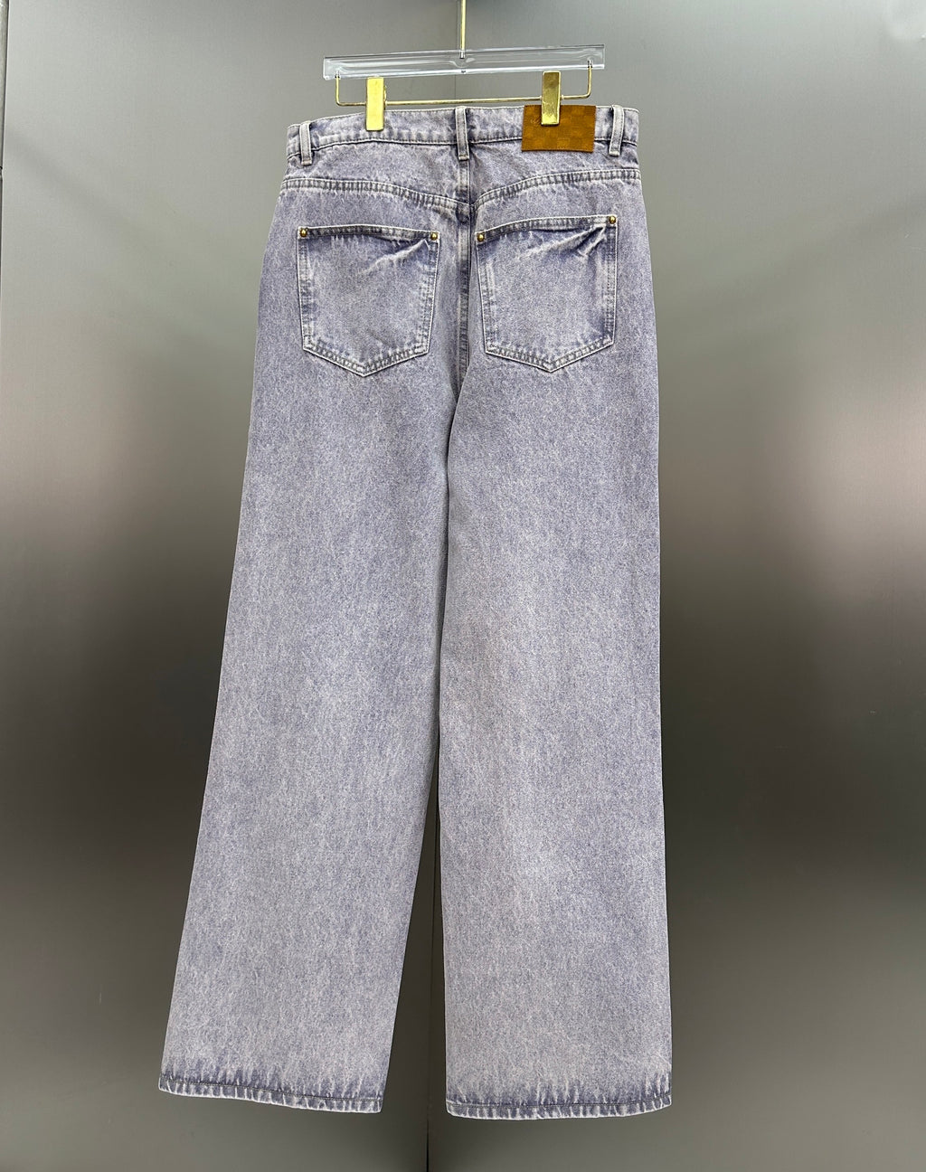 Louis Vuitton Faded Violet Denim Trousers with Leather Pocket Patch