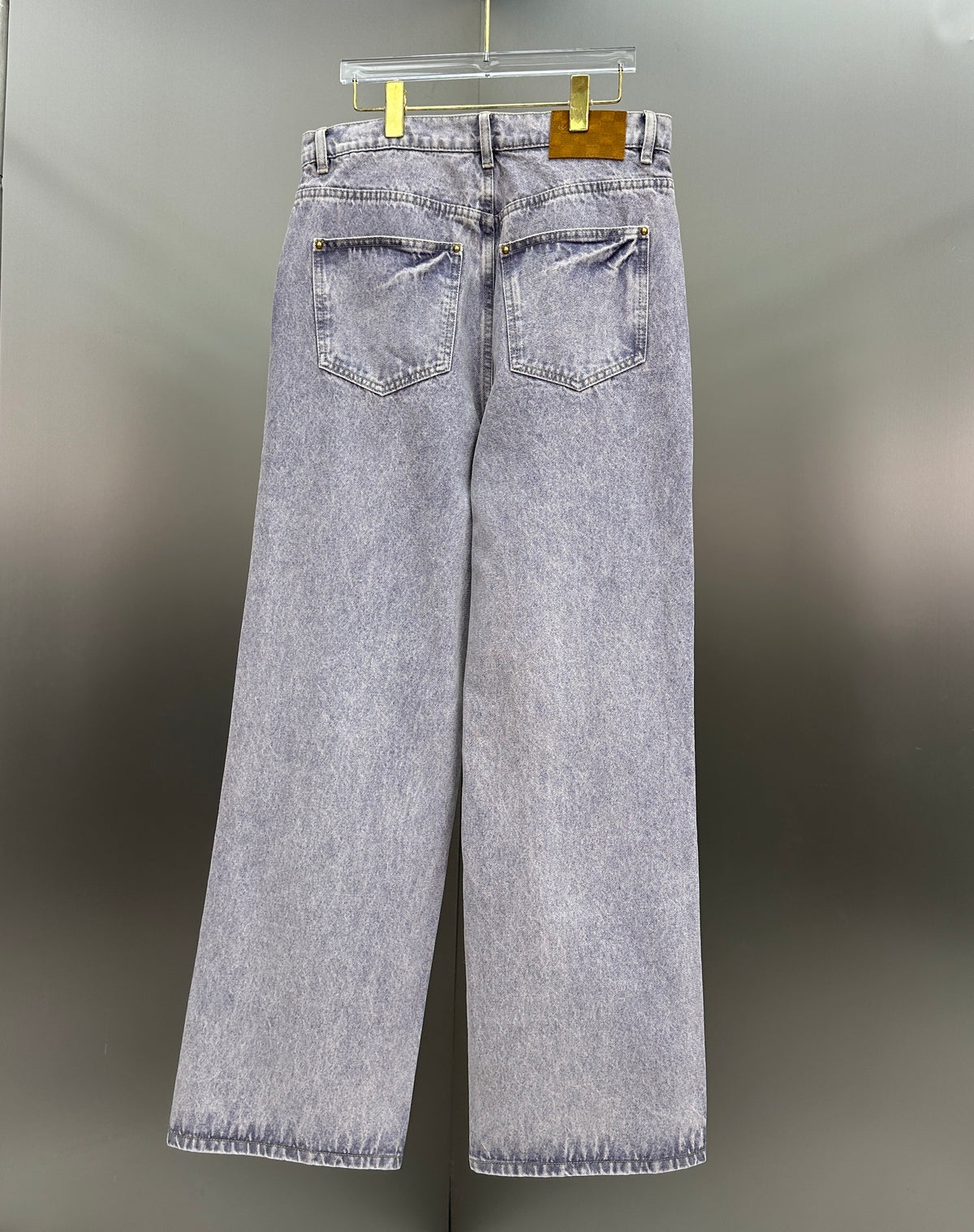 Louis Vuitton Faded Violet Denim Trousers with Leather Pocket Patch