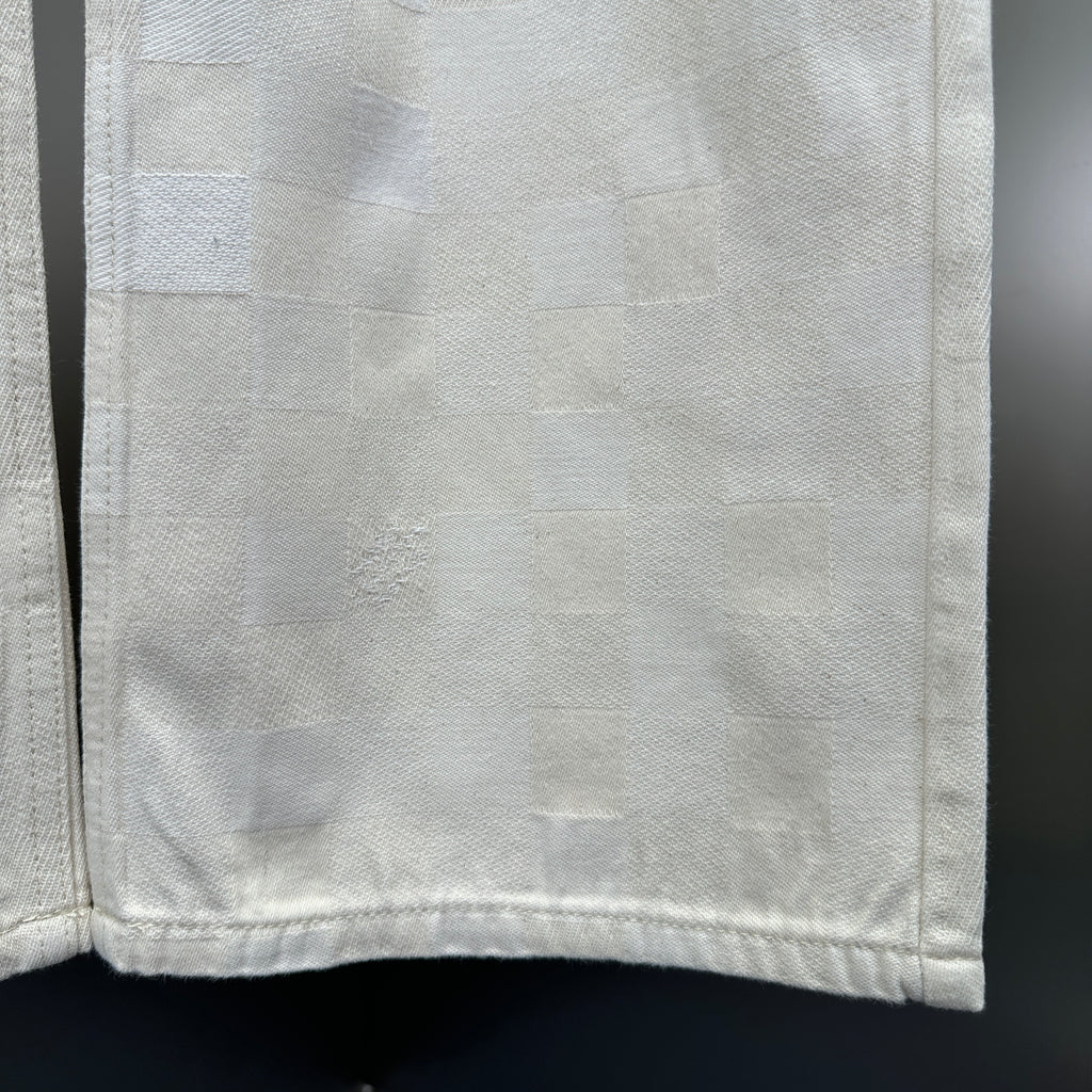 Louis Vuitton Tonal Pixelated Damier Cream Denim Trousers