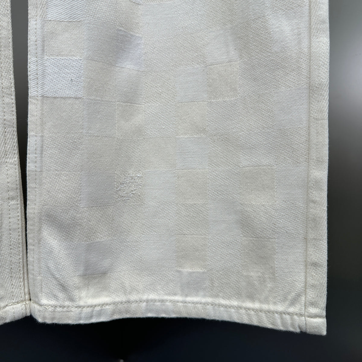 Louis Vuitton Tonal Pixelated Damier Cream Denim Trousers