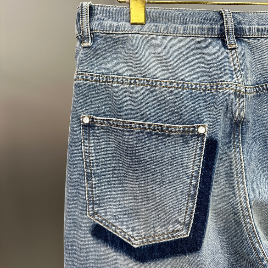 Louis Vuitton Multi-Wash Monogram Denim Trousers with Raw Hem