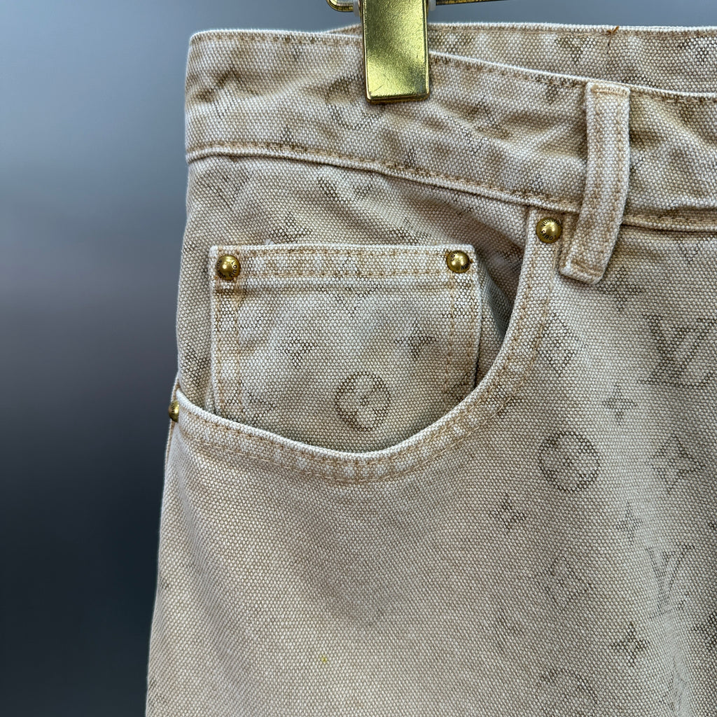 Louis Vuitton Vintage Tint Monogram Printed Straight Denim Pants