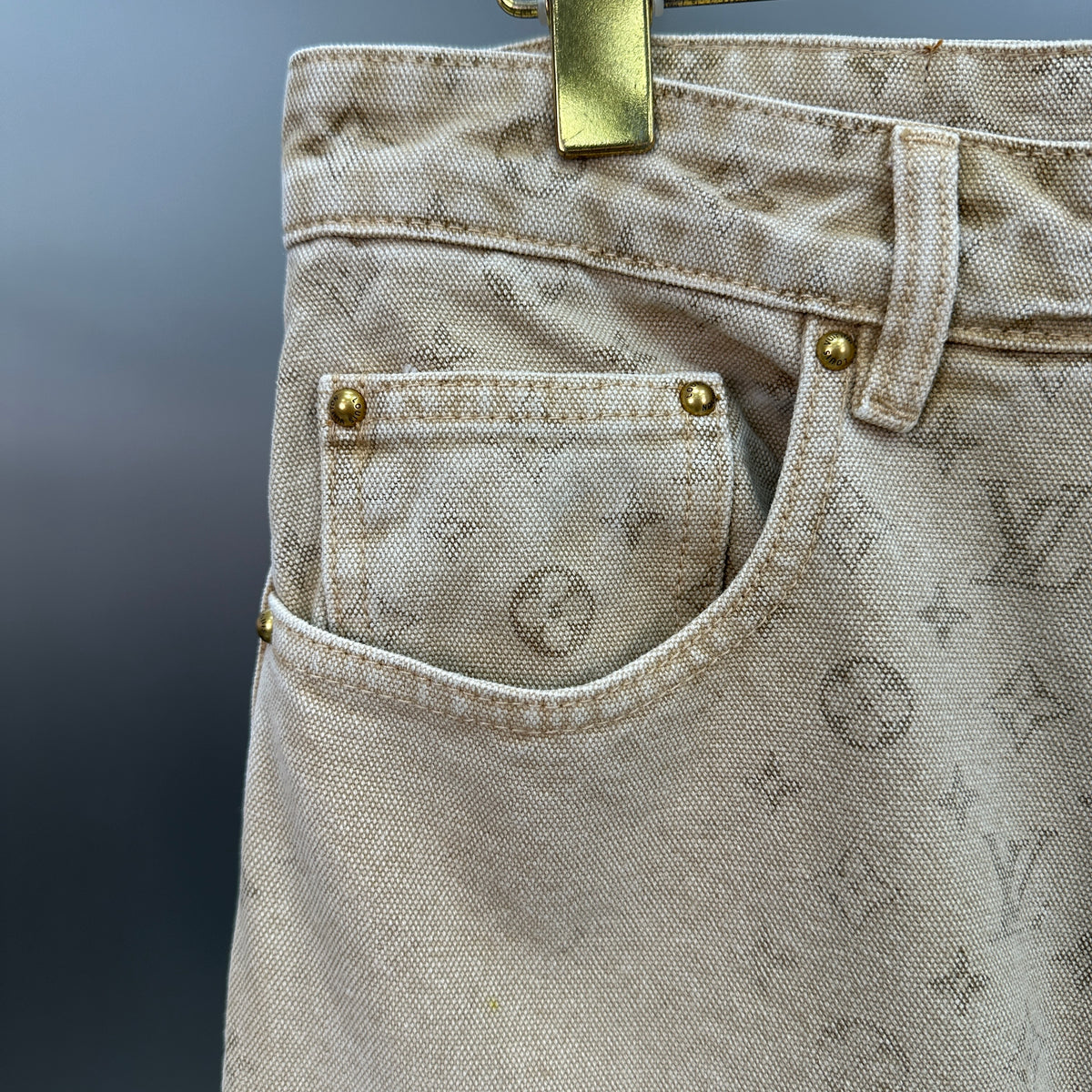 Louis Vuitton Vintage Tint Monogram Printed Straight Denim Pants