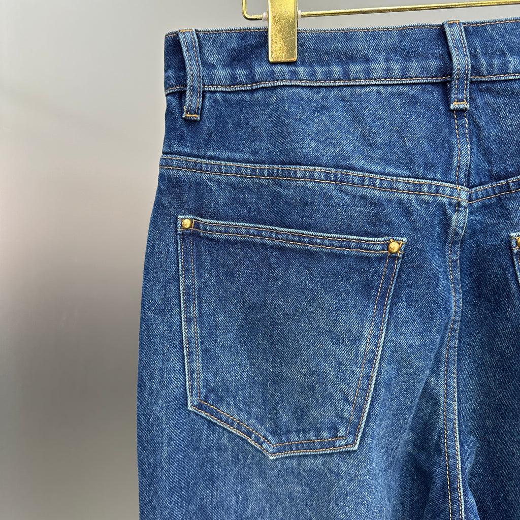 Louis Vuitton Rolled Hem Monogram Canvas Detail Denim Trousers