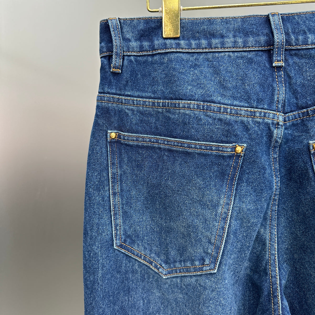 Louis Vuitton Rolled Hem Monogram Canvas Detail Denim Trousers