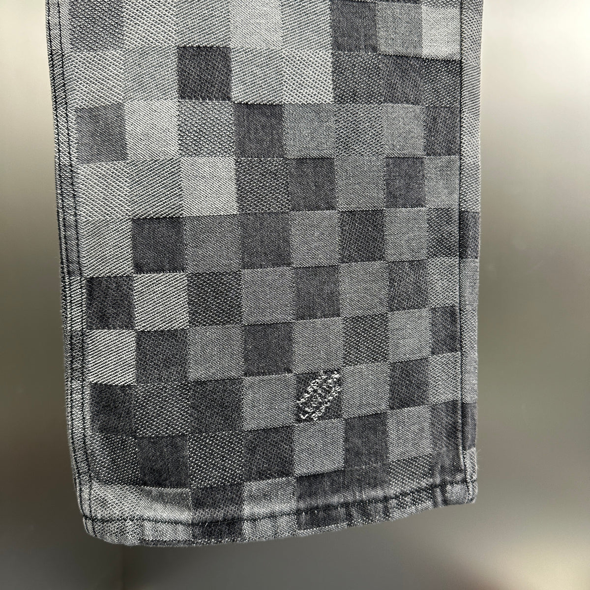 Louis Vuitton Pixelated Damier Charcoal Denim Trousers with Heritage Inscription
