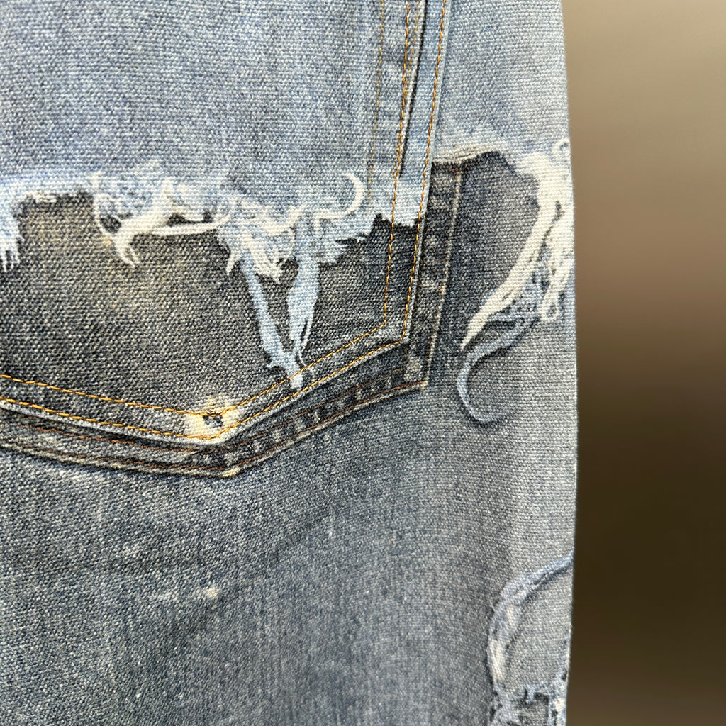 Acne Studios Deconstructed Frayed Denim Panel Jeans