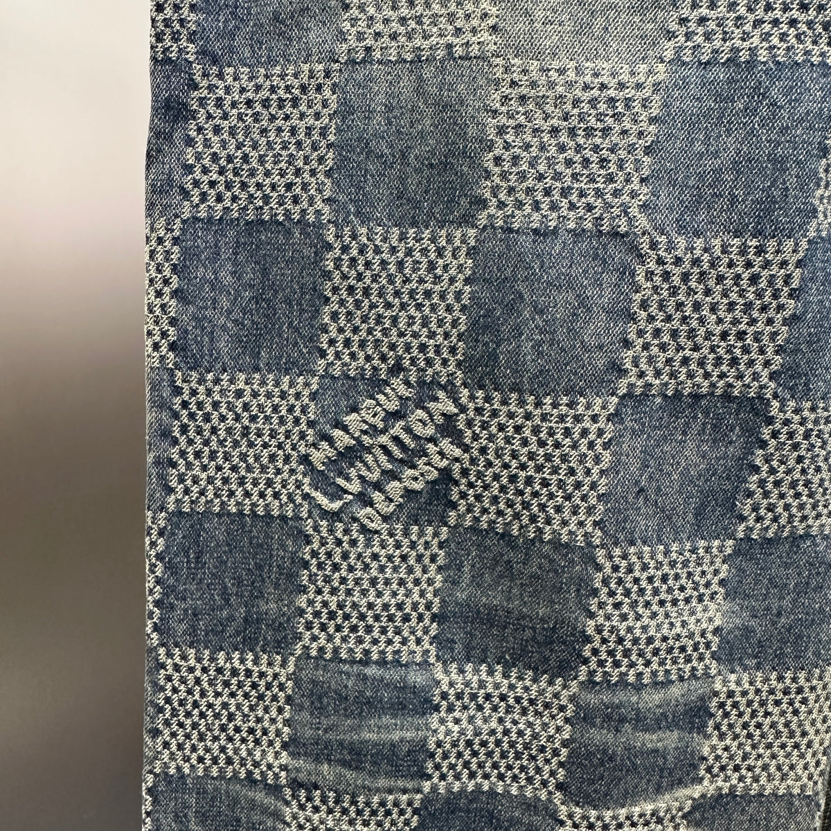 Louis Vuitton Vintage Tinted Damier Denim Trousers with Heritage Inscription