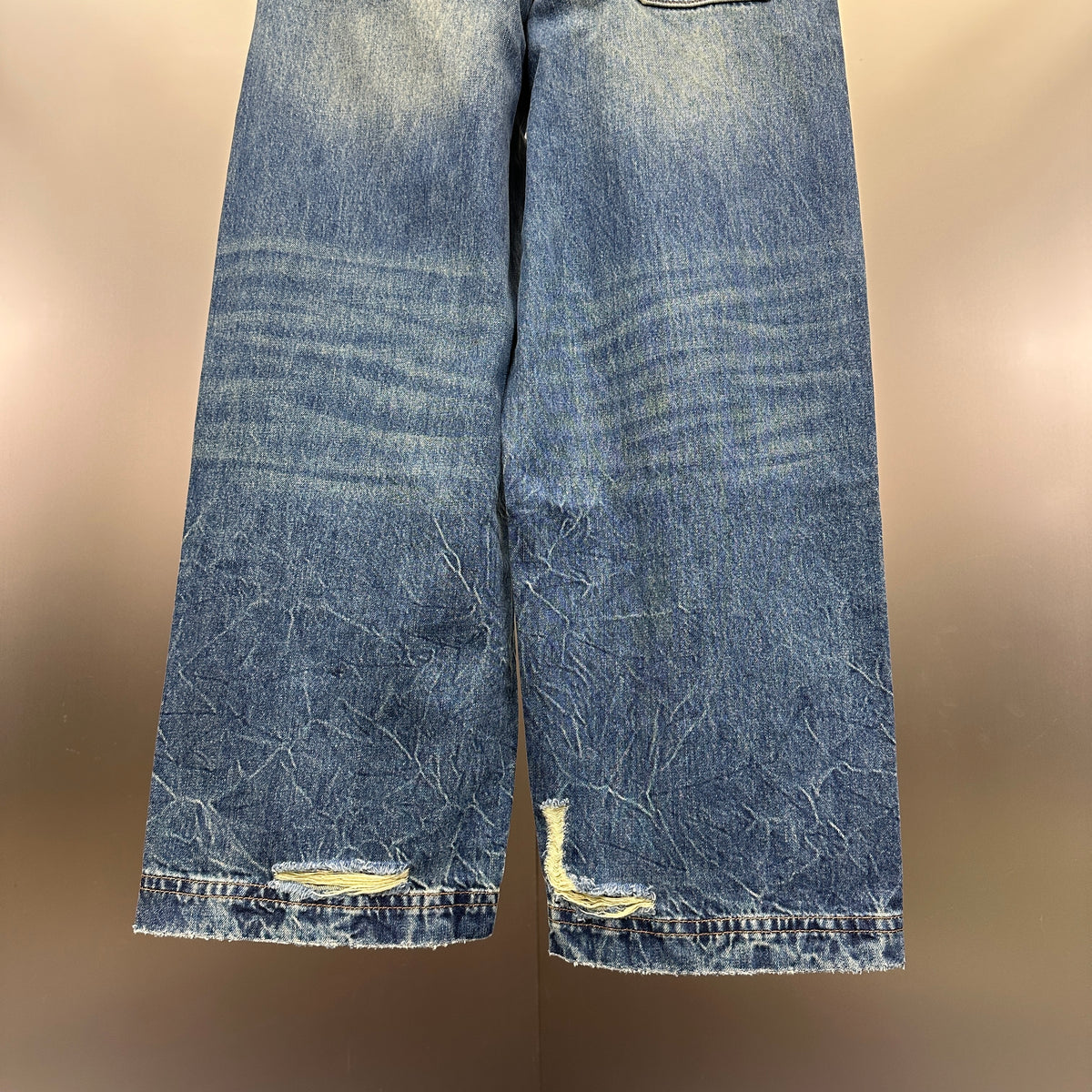 Louis Vuitton Western Turquoise Accent Distressed Utility Denim Trousers