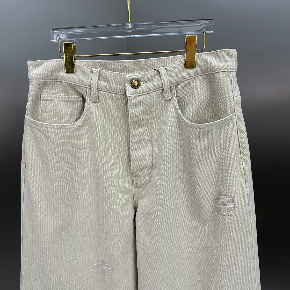 Louis Vuitton Subtle Monogram Motif Off-White Denim Trousers