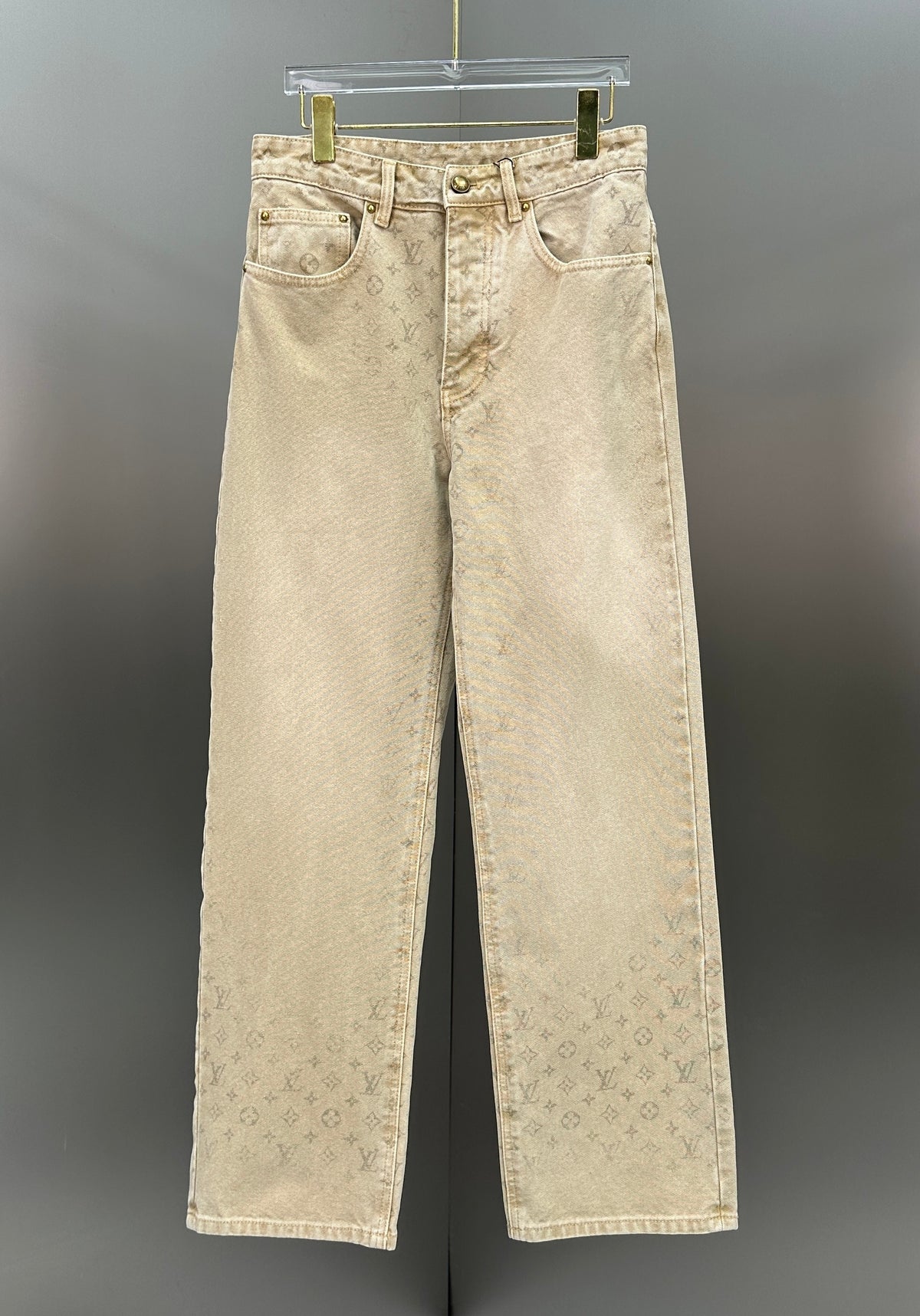 Louis Vuitton Vintage Tint Monogram Printed Straight Denim Pants
