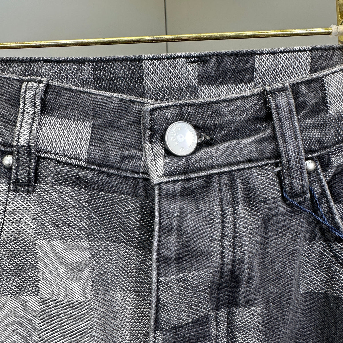 Louis Vuitton Pixelated Damier Charcoal Denim Trousers with Heritage Inscription