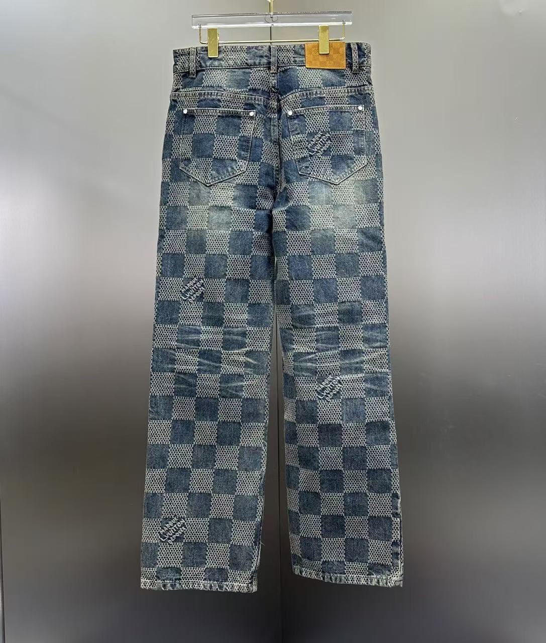 Louis Vuitton Vintage Tinted Damier Denim Trousers with Heritage Inscription
