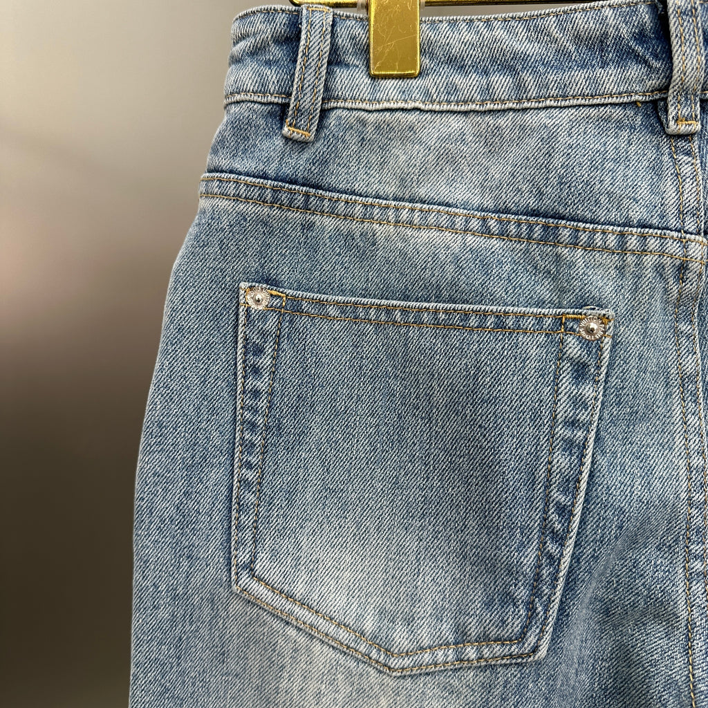 Louis Vuitton Silver LV Monogram Pocket Wide-Leg Denim Trousers