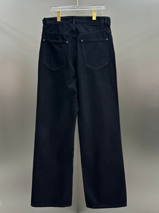 Louis Vuitton Cut-Out Monogram Jacquard Double-Knee Denim Trousers