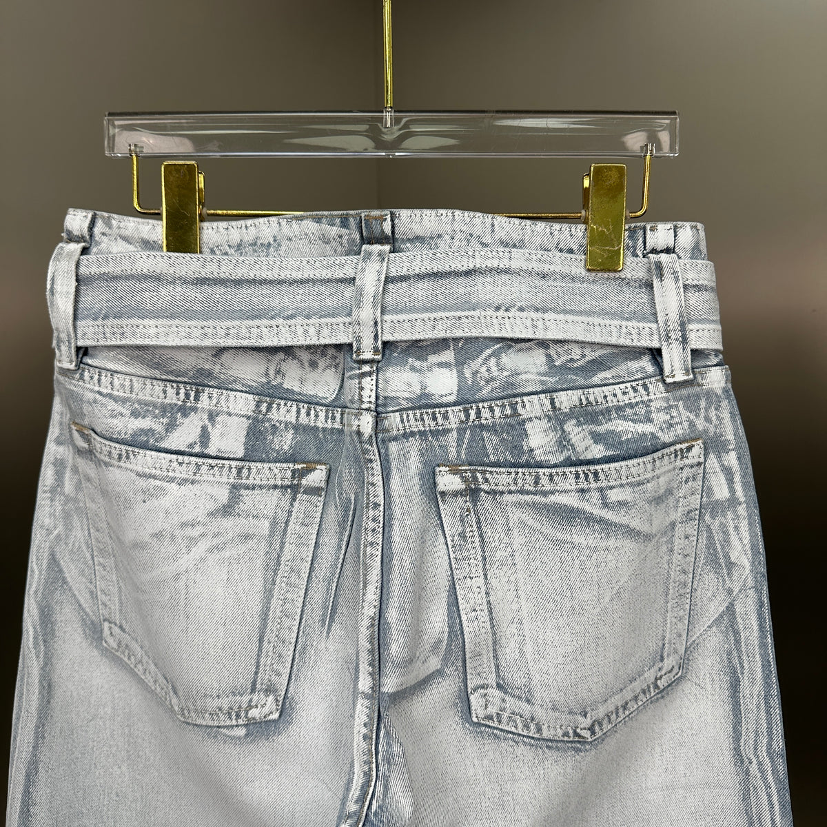 Acne Studios High-Waisted Wide-Leg Denim Pants with Matching Belt