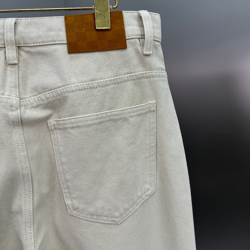Louis Vuitton Subtle Monogram Motif Off-White Denim Trousers