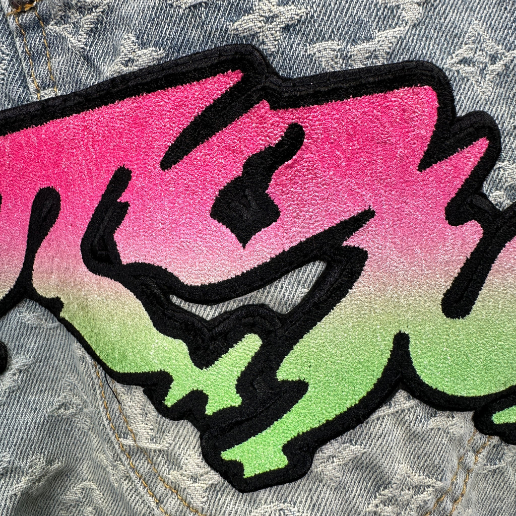 Louis Vuitton Neon Graffiti Logo Monogram Denim Trousers – Bleached Indigo