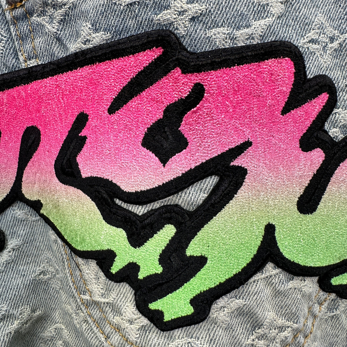 Louis Vuitton Neon Graffiti Logo Monogram Denim Trousers – Bleached Indigo