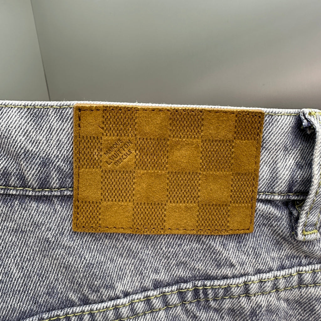 Louis Vuitton Faded Violet Denim Trousers with Leather Pocket Patch