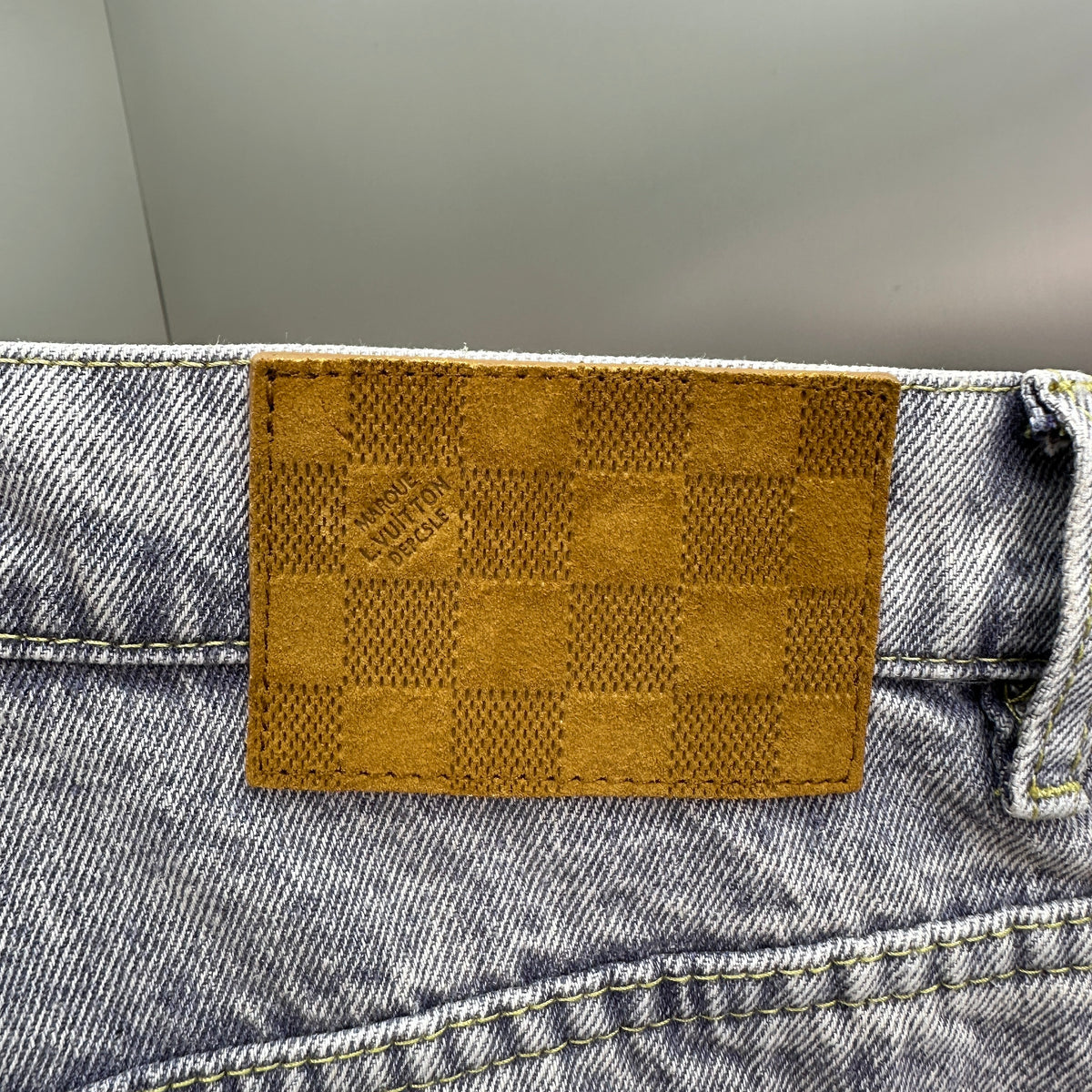 Louis Vuitton Faded Violet Denim Trousers with Leather Pocket Patch