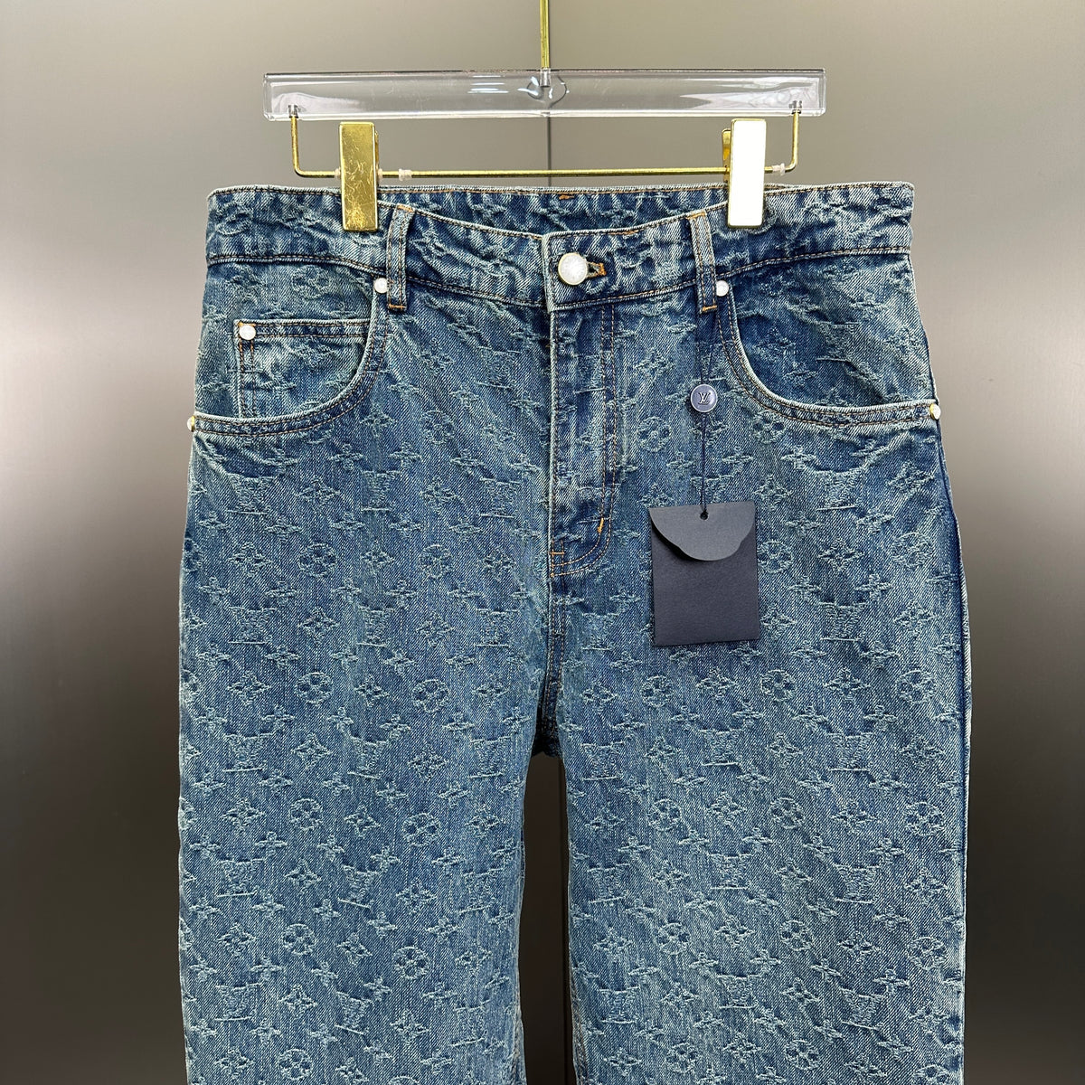 Louis Vuitton Frayed Monogram Cut-Out Denim Trousers – Washed Indigo