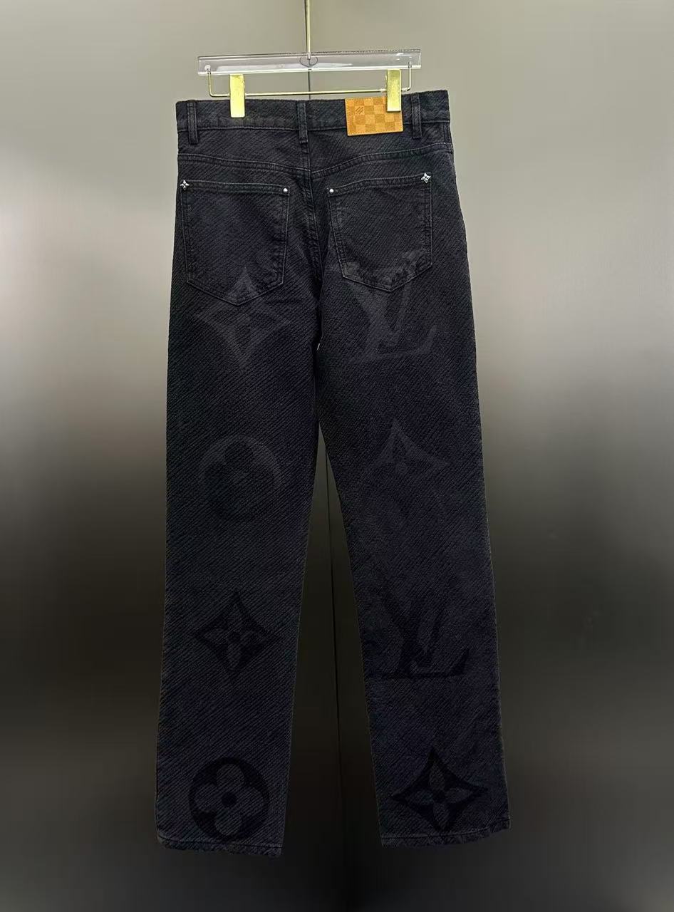 Louis Vuitton Tonal Oversized Monogram Jacquard Denim Trousers – Charcoal